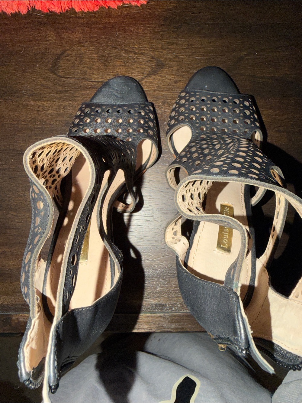 Louise et Cie Black Laser-Cut Peep-Toe Heels